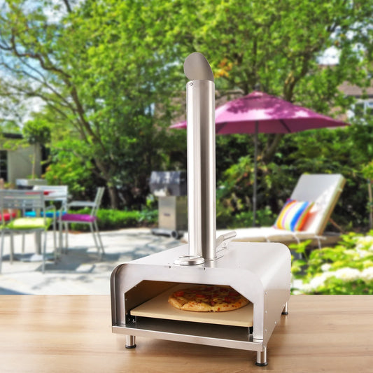 Stainless Steel Countertop Wood-Fired Pizza Oven in Silver