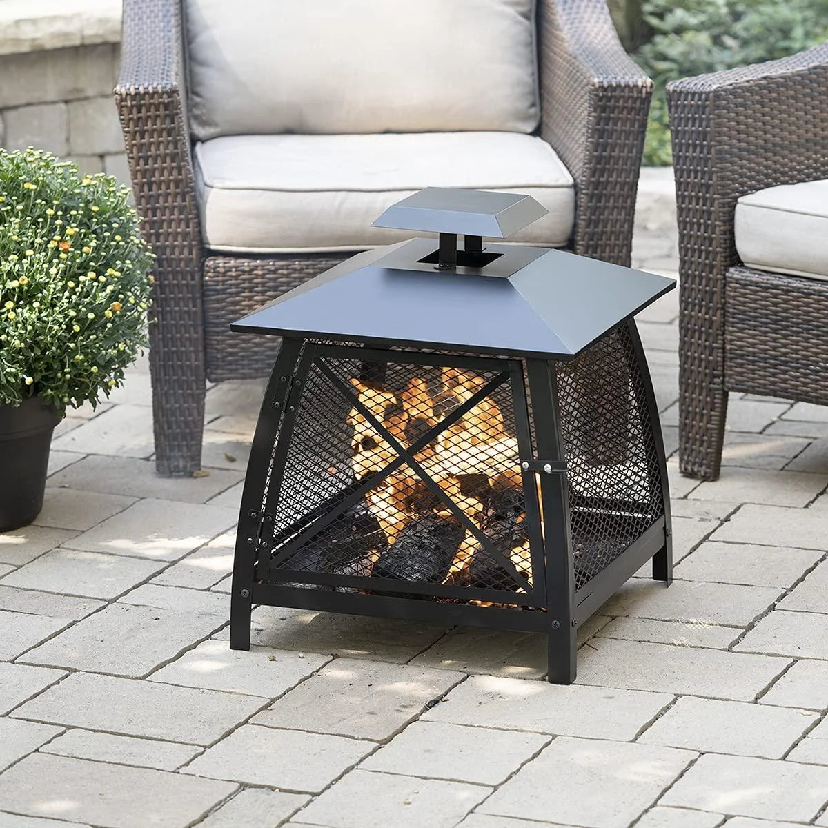 23.62'' H Steel Wood Burning Outdoor Fireplace