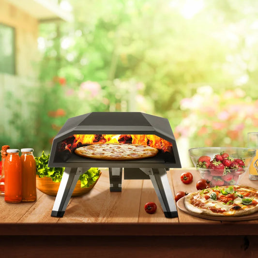 Stainless Steel Freestanding Propane Pizza Oven in Black