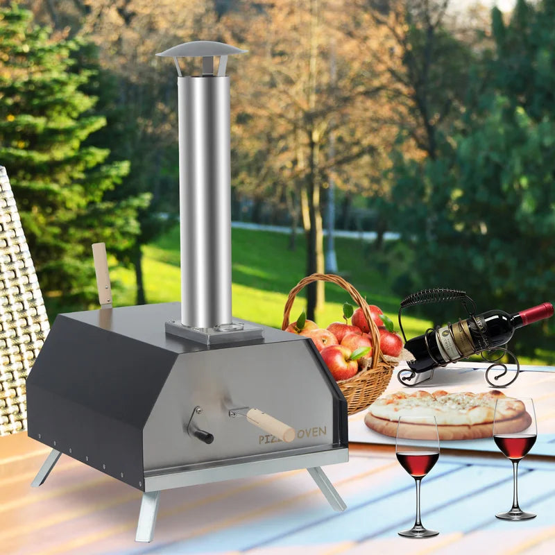 Stainless Steel Freestanding Wood-Fired Pizza Oven In Silver
